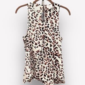 🍕🪻PARKER silk tank top blouse animal print white red black medium CLOSEOUT